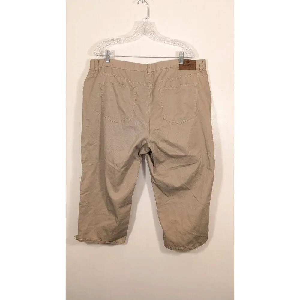 Lauren Ralph‎ Lauren 18W Jeans Khaki Tan Classic Mid Calf Pants Cotton Cropped